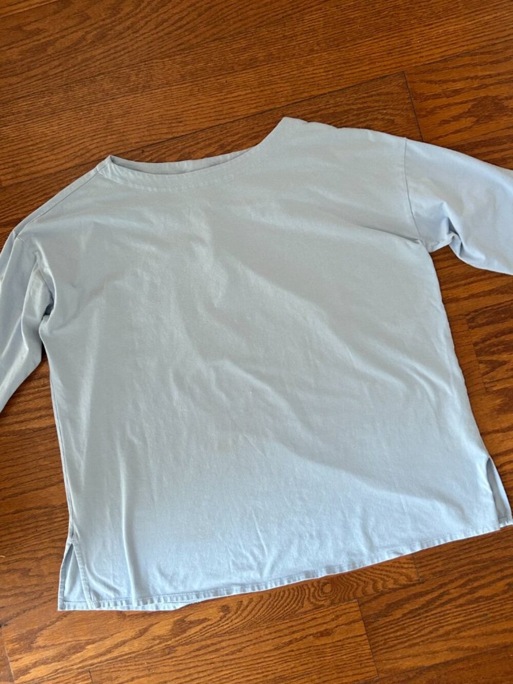 J Jill Womens Luxe Supima Pleat Back Tunic Elbow Sleeve Size XL Light Blue - Picture 3 of 12